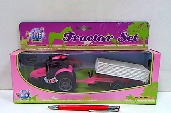 Hipo traktor med tilhenger SW/dzw i metall, rosa 510241 79417