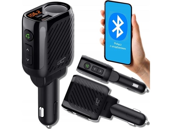 FM-sender LTC BLUETOOTH-SENDER LTC V5.3 MED GN. 120W LIGHTERS BATTERI MÅLER. QC3.0+Type-C (PD 20W)