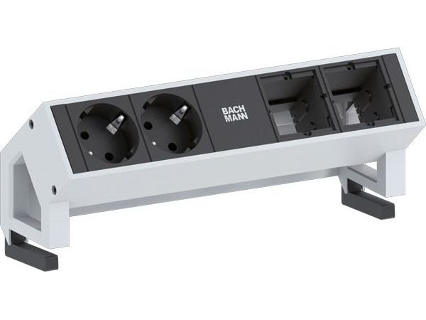 Bachmann 2x Schuko 2x Custom Modules RAL9010, Tyyppi F, Alumiini, Muovi, Musta, Valkoinen, Alumiini, Muovi, 2 AC-pistorasia(a)