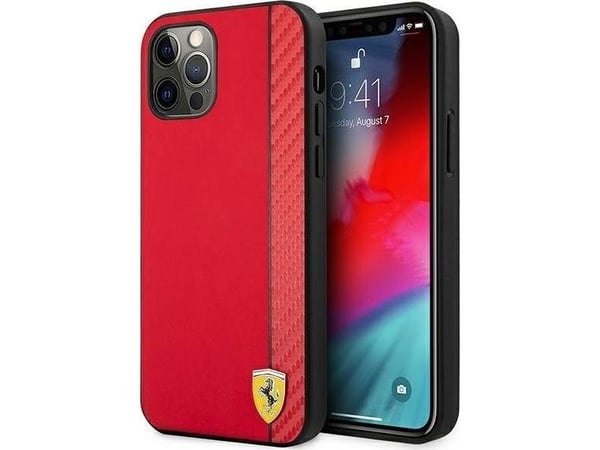 Ferrari FESAXHCP12LRE iPhone 12 Pro Max 6.7" röd/röd hårdskal On Track Carbon Stripe