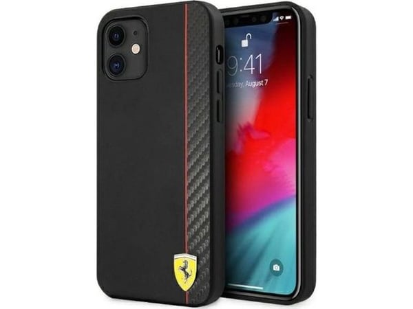 Ferrari FESAXHCP12SBK iPhone 12 mini 5,4" czarny/black hardcase On Track Carbon Stripe