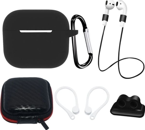 AirPods 3 silikonikotelosarja + kotelo / korvaklipsi / kaulahihna / kellohihnan pidike / karabiini - lajittelu