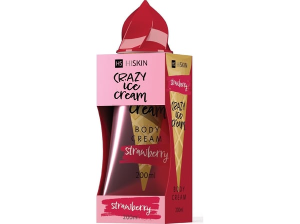 HISKIN Crazy Ice Cream Body Cream - Strawberry 200 ml
