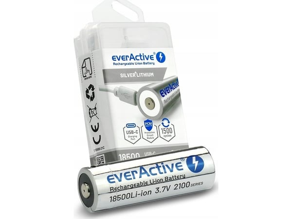 EverActive 18500-batteri 3,7V Li-ion 2100 mAh USB-C