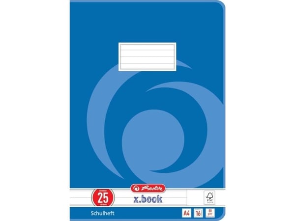 Herlitz 3322500, Blå, 16 ark, Linjerat papper, A4, Häftning, papper