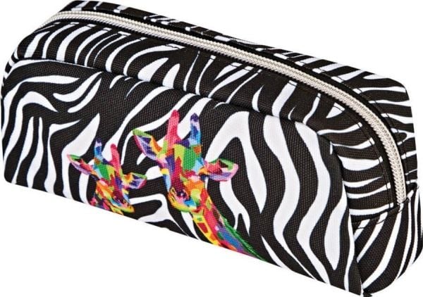 Herlitz Wild Neon, Mykt penal, Polyester, Sort, Hvit, Mønster, Glidelås