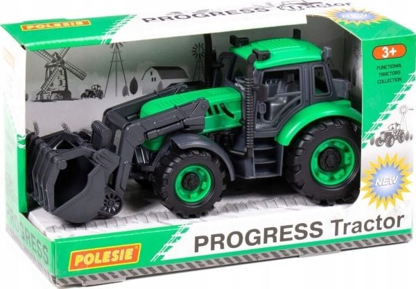 Traktor med frontsandspade 24,5 x 10 x 11 cm grønn
