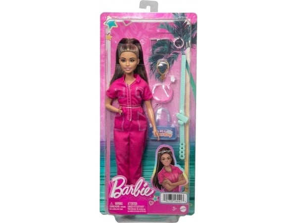 Brunett docka i rosa jumpsuit