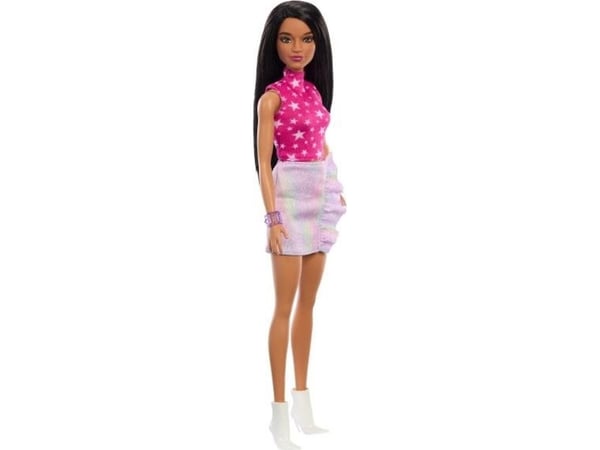 Barbie Mattel Fashionistas Dukke #215 med rosa skjorte med stjerner (HRH13)
