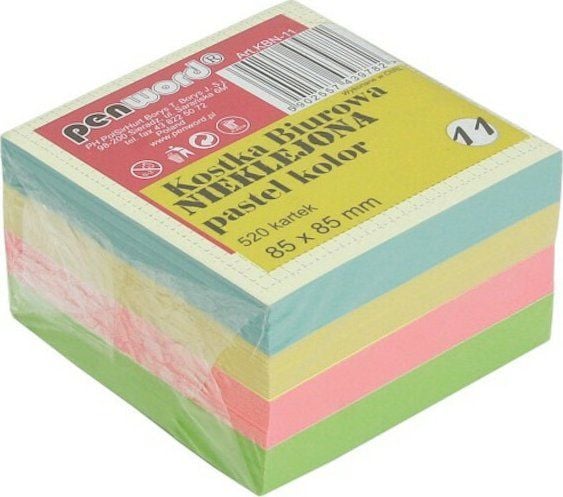 POLSIRHURT KBN-11 skrivebordsblokk uten lim 520 ark 85x85x50 mm pastell