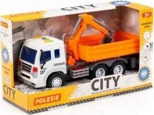 Polesie City 96005 gravemaskin-lastebil med lys og lyd, oransje i eske