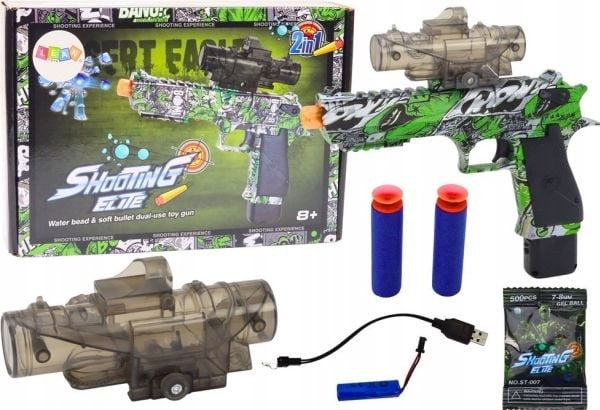 LeanToys elektrisk vannballpistol 2-i-1 grønn
