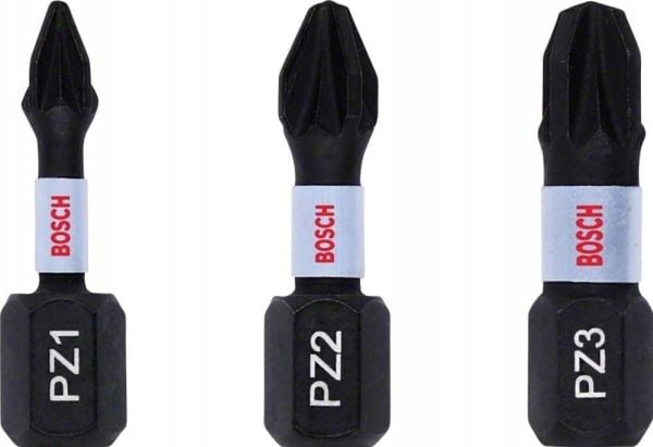 Bosch sett bits impact control 3 stk 25 mm / PZ1, PZ2, PZ3 / BOSCH