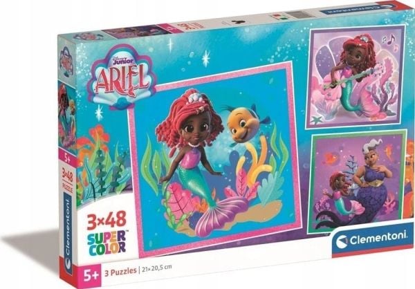 Clementoni puslespill Super Color Disney Ariel 3 x 48 brikker