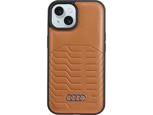 Audi Synthetic Leather MagSafe iPhone 15 Plus / 14 Plus 6.7" brown/brown hardcase AU-TPUPCMIP15M-GT/D3-BN