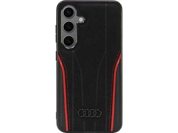 Hurtel Audi ekte lær MagSafe S24 S921 hardt etui AU-TPUPCS24-R8/D3-RD - svart-rød