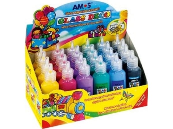 Amos glass-/vinduemalingsfarger AMOS 22 ml x 4 x 6 farger