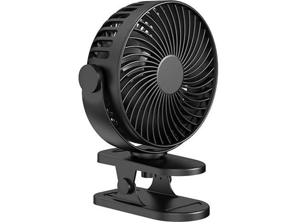 Bordvifte med klemme 15 cm USB + batteri svart