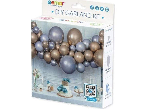 GoDan ballongirlander DIY sølv-gull 65 stk