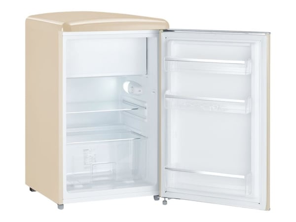SEVERIN Retro RKS 8833 - Kjøleskap med fryserboks - tabletop - bredde: 55 cm - dybde: 61.5 cm - høyde: 89.5 cm - 108 liter - Klasse D - kremfarget