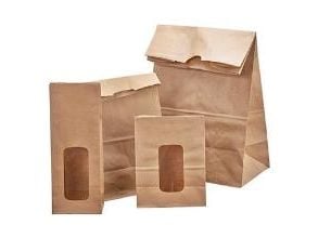 Klodsbundspose L65xB105xH290mm Papir/PE med Rude Brun,500 stk/krt