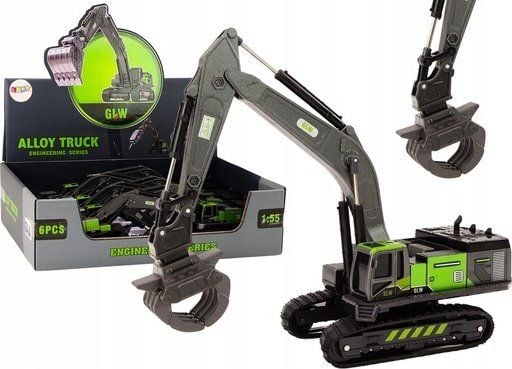 LeanToys Crawler Excavator Grapple porakauha 1:55 Musta ja vihreä