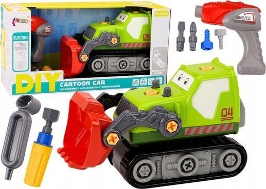 LeanToys DIY sarjakuva Caterpillar kaivinkone vihreä