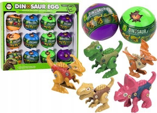 LeanToys Jaja dinosaurer til klining 12 deler – fargerikt sett