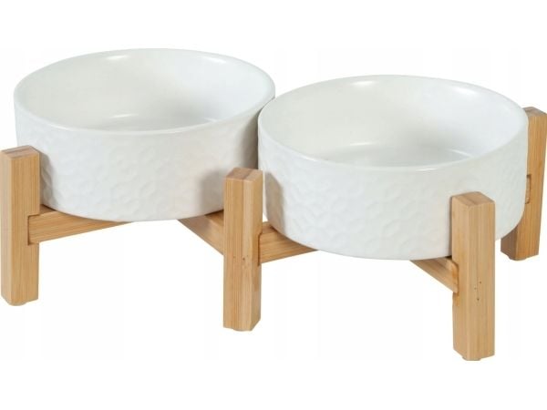 Zolux keramisk skål for hund og katt Keramo Duo 2x300 ml hvit