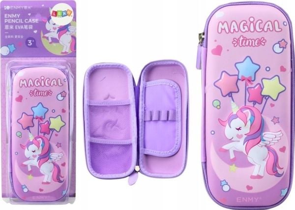 LeanToys pennfack 3D enhörning, vikbar lila 23x10x5 cm