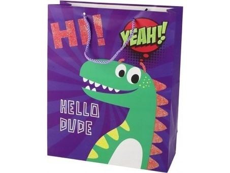LeanToys papirgavepose Lilla dinosaur 41,5 cm x 30 cm x 12 cm