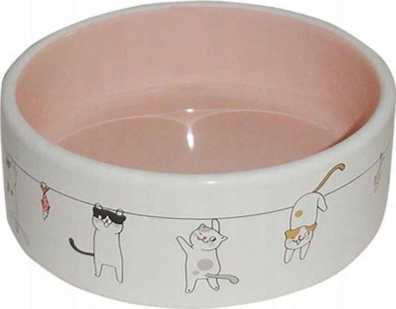Yarro keramisk matskål for katt motiv katt 12,5x4,5 cm miks farger