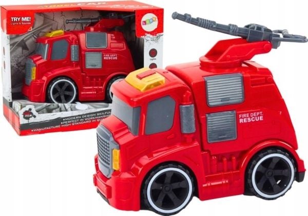 LeanToys Palokunta Cannon Truck Äänet Valot Drive Punainen