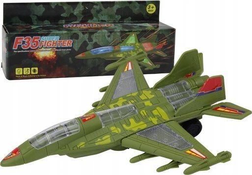 LeanToys militærfly F35 kjørende med lys og lyder grønn