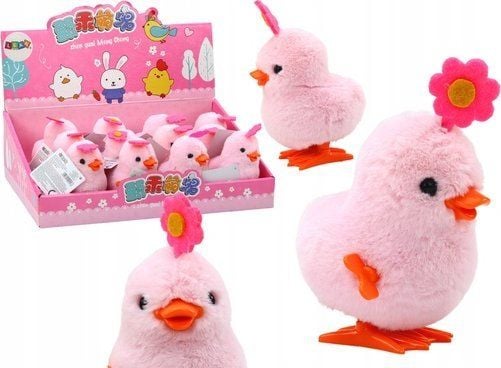 LeanToys rosa hoppende kylling som snurres med blomster