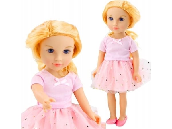 LeanToys dukke med ... (Z-tillegg) rosa, blondt hår 18"