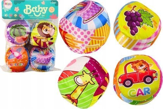LeanToys fargerike pileboller pedagogiske rangle baller 4-pk sett