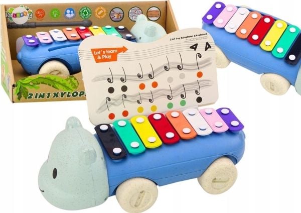 LeanToys cymbaler flodhest på hjul instrument for barn (fargerikt)