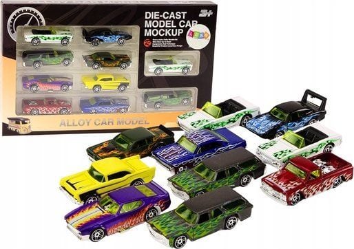 LeanToys sett med biler 1:64 metall 10 stk.