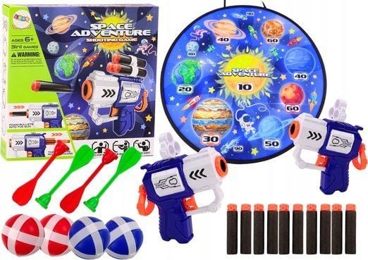 LeanToys kosmos prickskjutarmål med pistoler, pilar och kulor