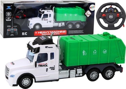 LeanToys søppelbil RC fjernstyrt grønn – lys, lyder