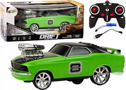 LeanToys RC-bil 1:18 Drift 360, fjernstyrt, lys og lyd, oransje
