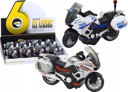 LeanToys Friksjonsdrevet Motorsykkel 1:10 Skala Politi Sports Motorsykkel