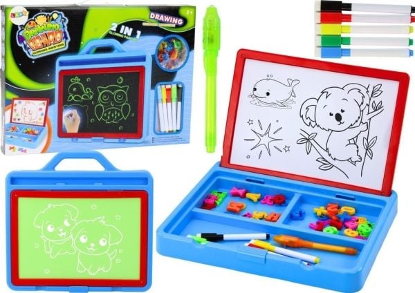 LeanToys tegnebrett 2-i-1 male med lys magnetisk