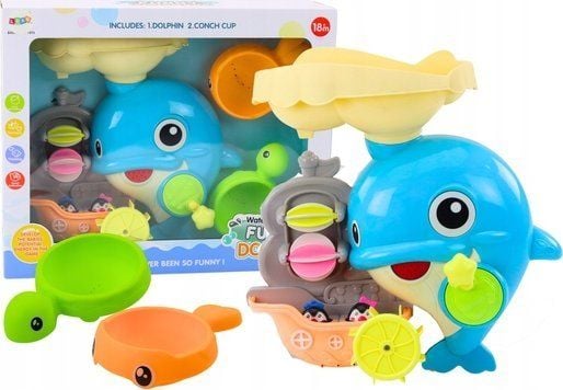 LeanToys badekarssett - leke for vann - delfin blå