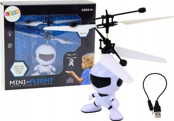 LeanToys astronaut svevende drone/helikopter med kontroll hvit