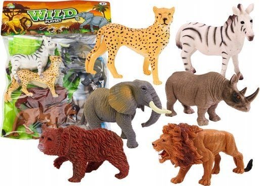LeanToys djurfigurer 6 delar Elefant Lejon Noshörning