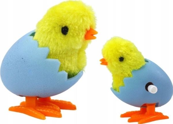 LeanToys sprettende kylling med eggskall, knekke-egg plysj gul