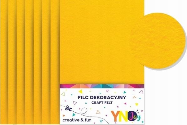 Interdruk dekorativ filt gul, 8 stk. A4