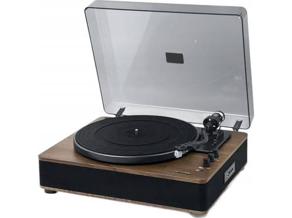 Muse MT-107 BTO, automaattinen, musta, harmaa, puu, 33,45 rpm, pyörivä, 2,5 mm, 10 W